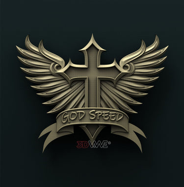 CROSS WITH WINGS 3D STL 3DWave